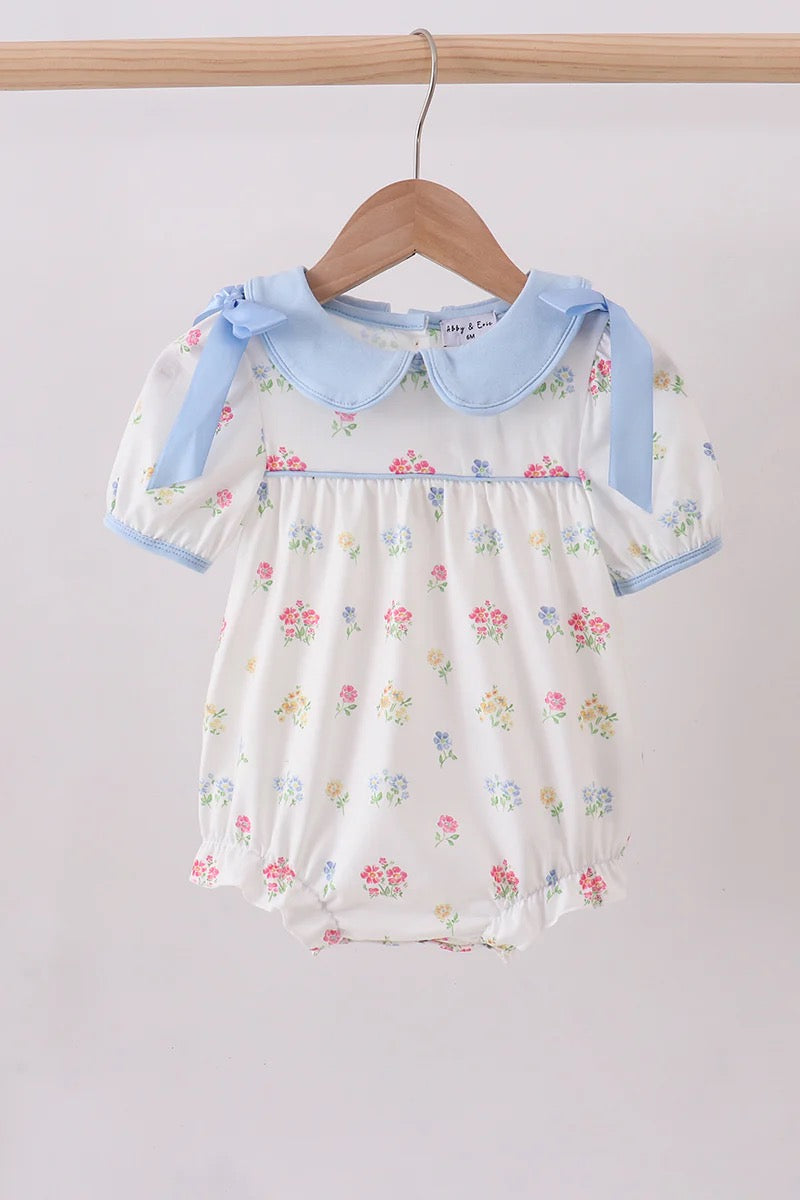 Blue floral bow bubble