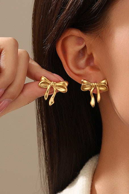 18K SSTF BOW STUD ER