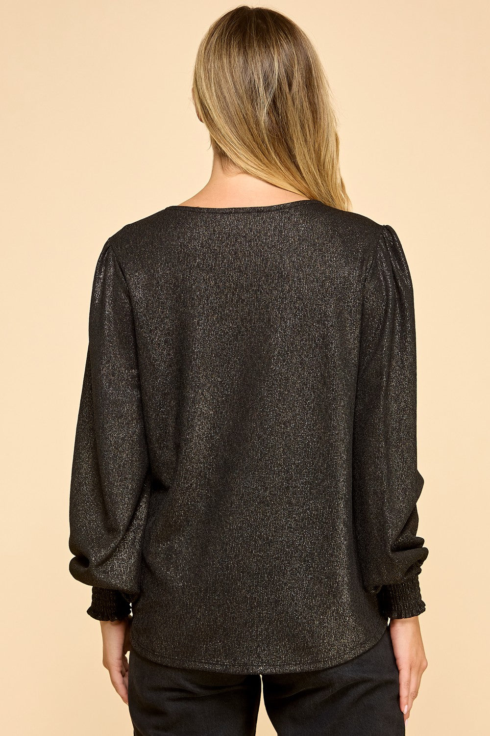Champagne Shimmer LS Blouse
