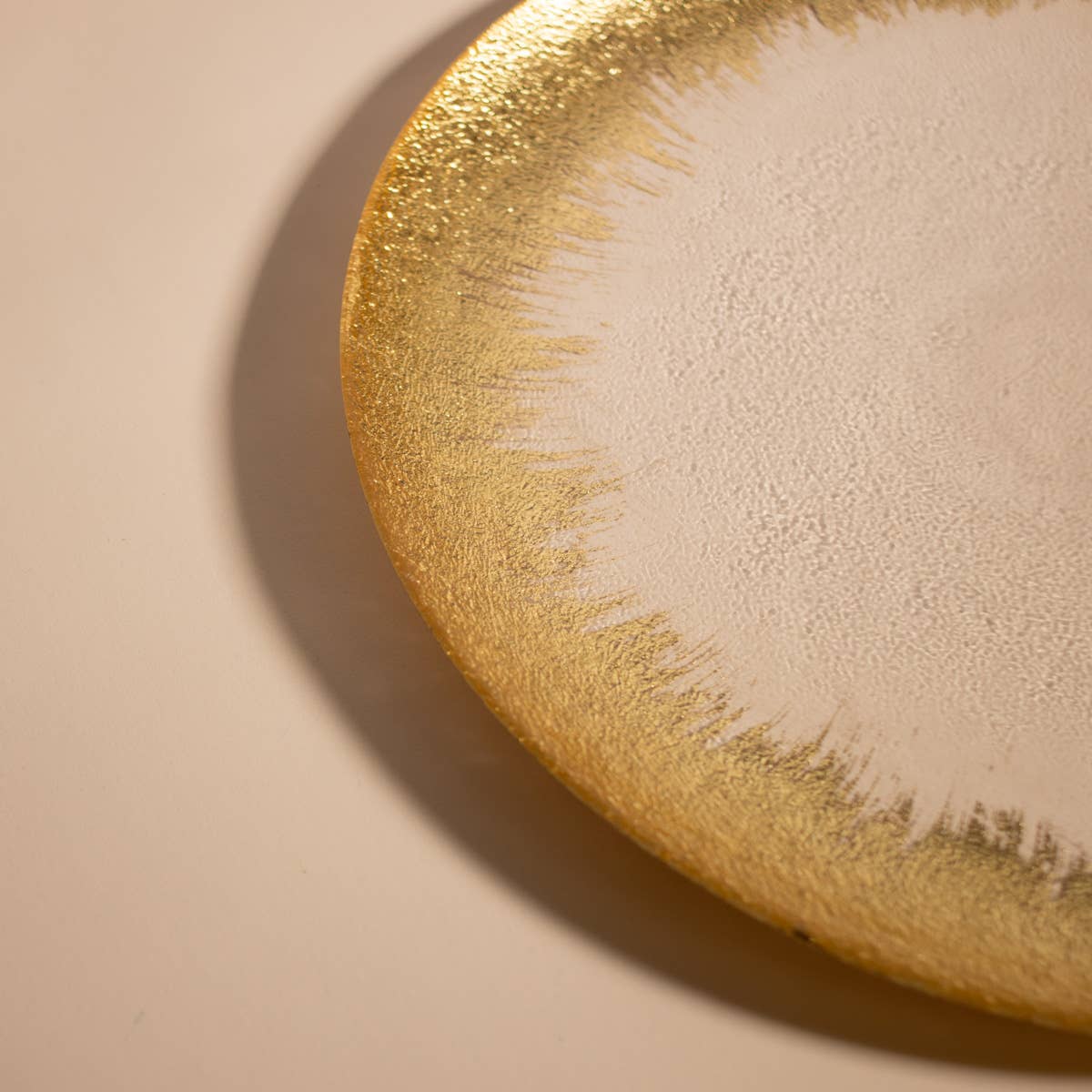 Naples Glass Platter Clear/Gold 14.25x1x14.25