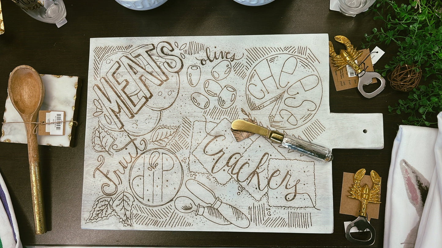 Illustrated Charcuterie Serving Board