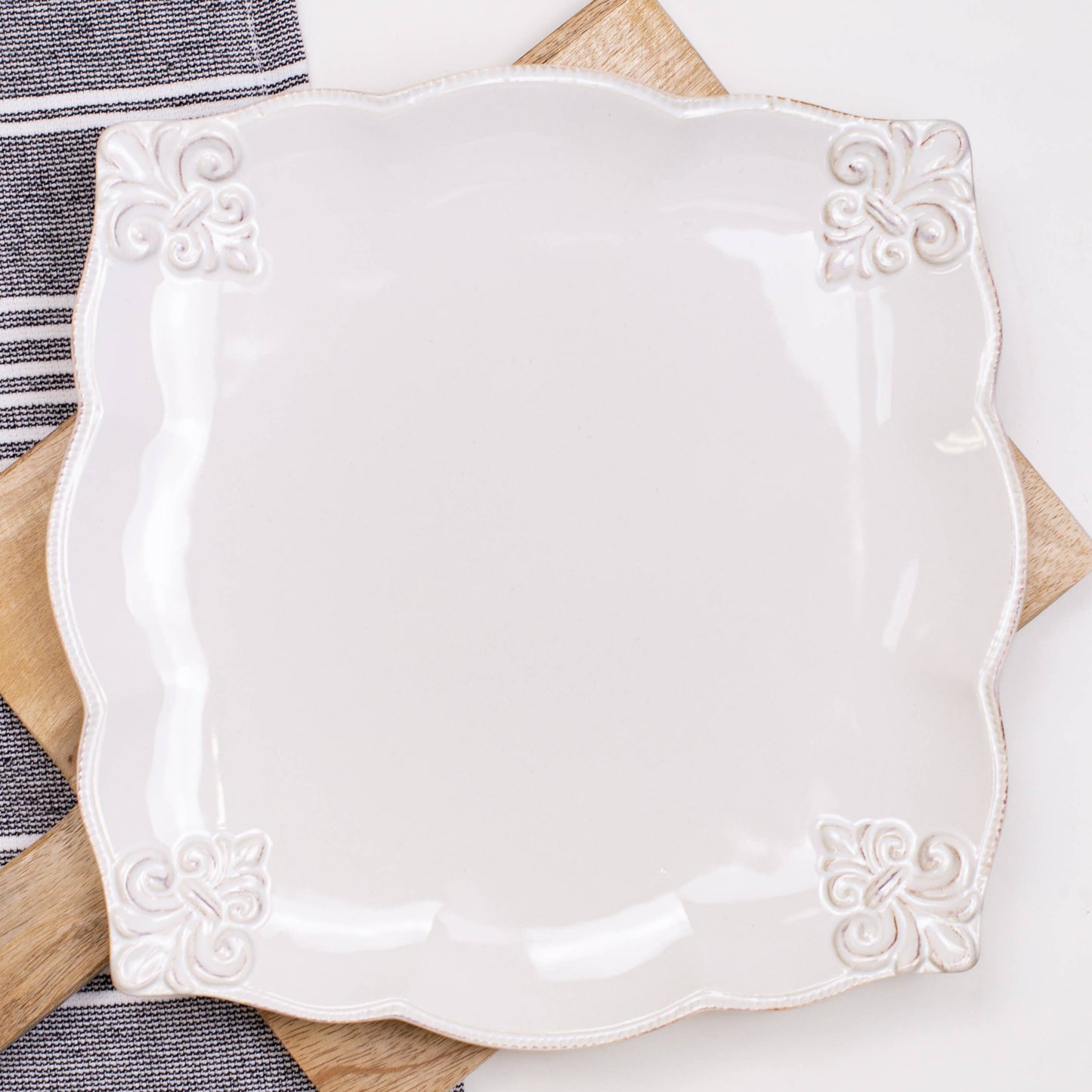 Embossed Fleur de Lis Square Platter