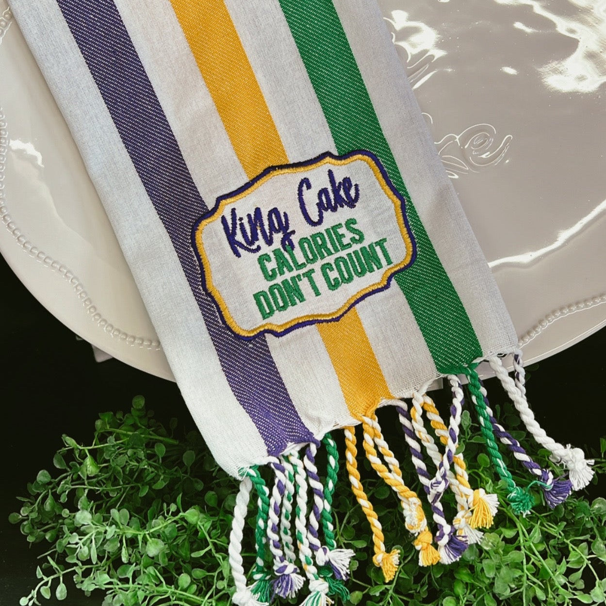 King Cake Stripe Hand Towel