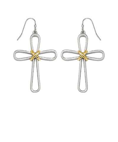 Layered Cross Drop Earrings