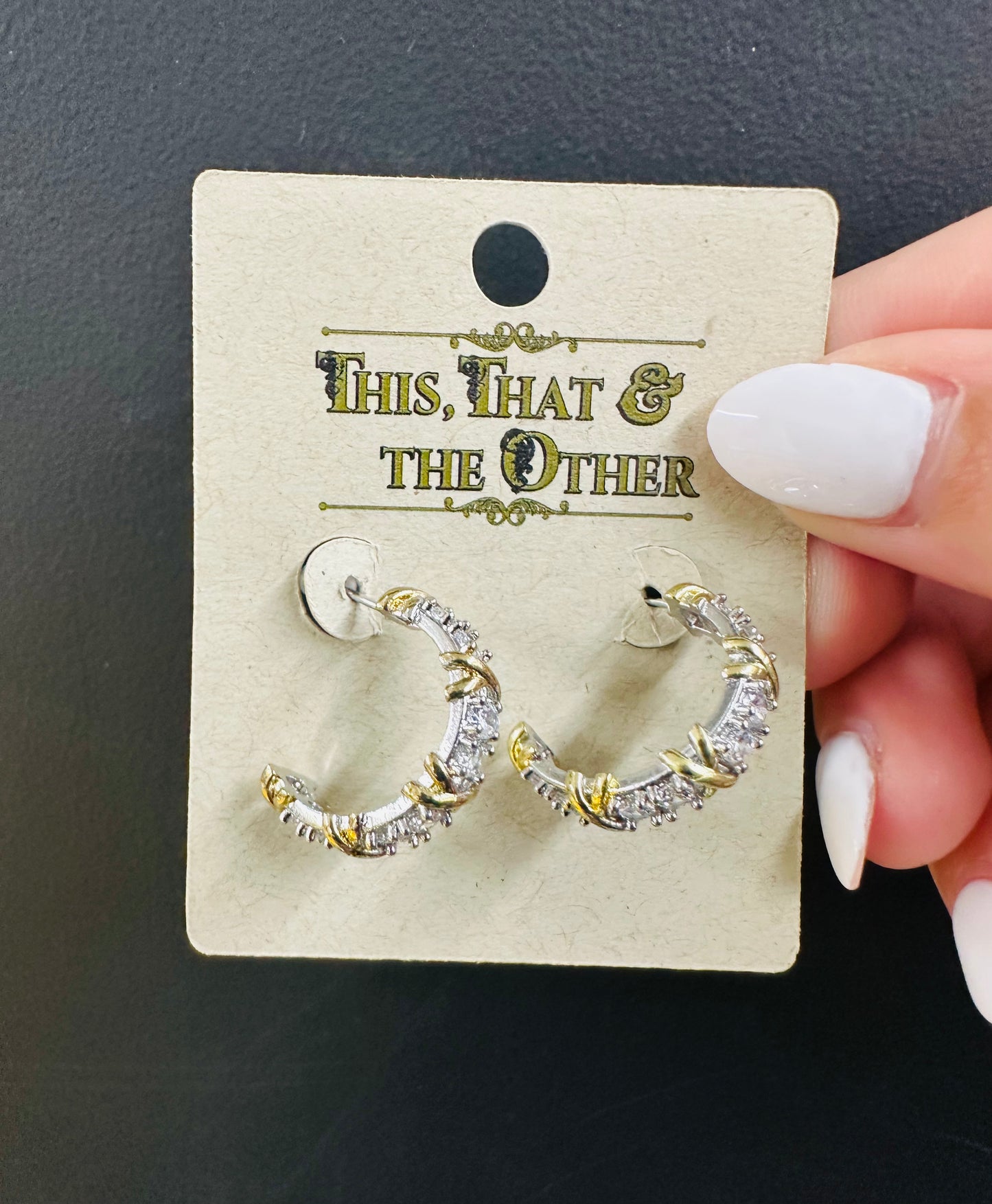 Crystal silver/gold hoops