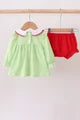 Christmas grinch embroidery girl bloomers set