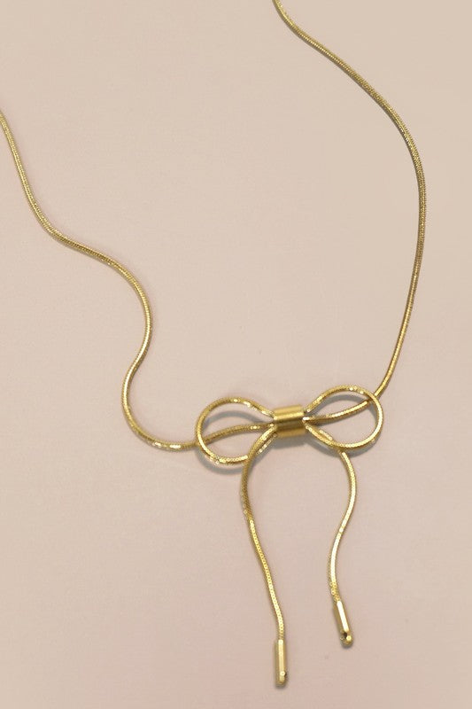 Bow Ribbon Snake Chain Necklace