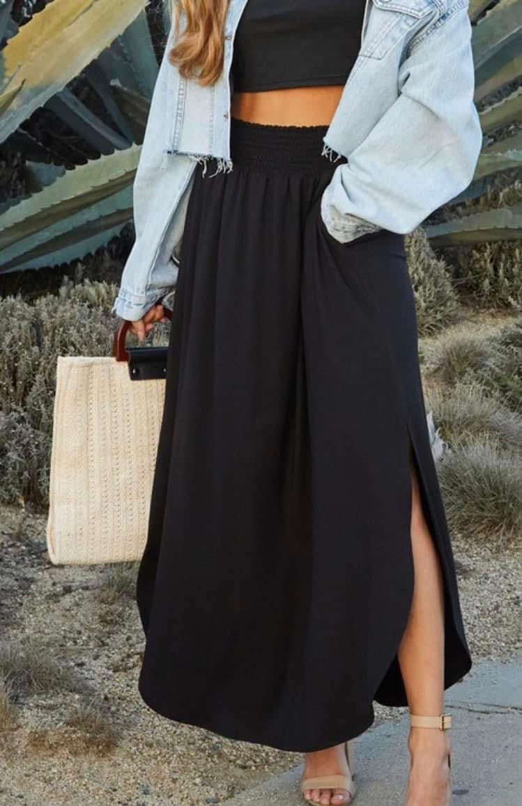 Smocked Maxi Skirt