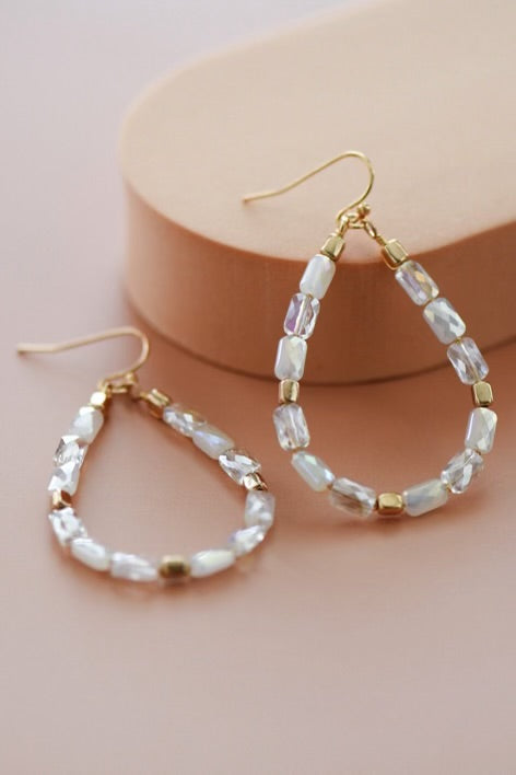 Teardrop Wire beaded glass earrings