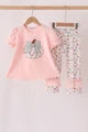 Pumpkin bow applique ruffle pants set