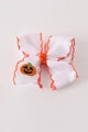 Orange Jack-O-Lantern embroidery crochet edge hair bow
