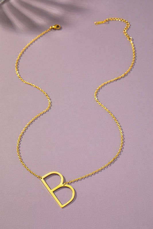 Large Initial Pendant Necklace