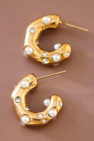 Pearl Hoop Earrings WPNTSS