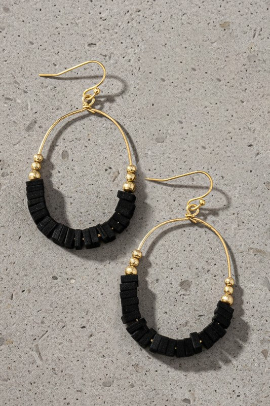 Oval Hoop w/Sq Wood Beads