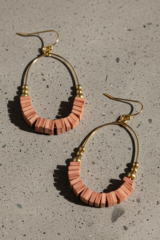 Oval Hoop w/Sq Wood Beads