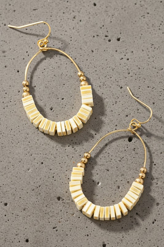 Oval Hoop w/Sq Wood Beads