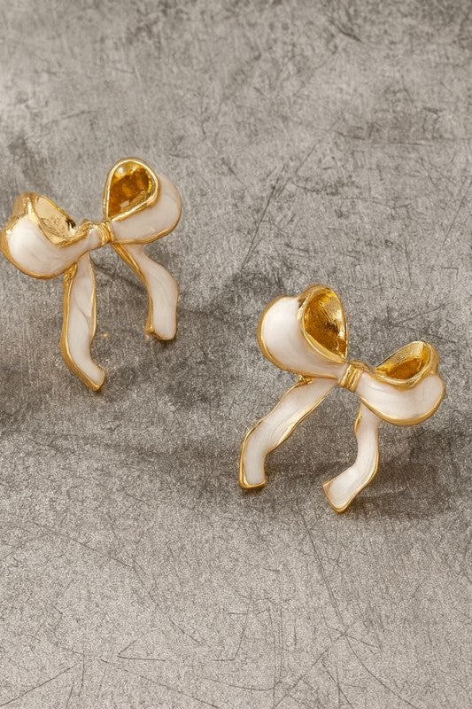 Color Enamel Bow Earrings