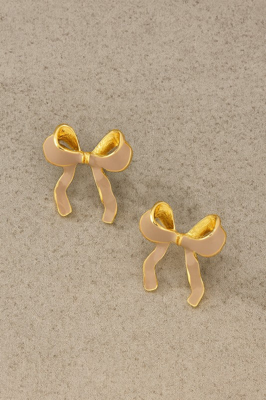 Color Enamel Bow Earrings