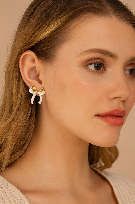 Color Enamel Bow Earrings