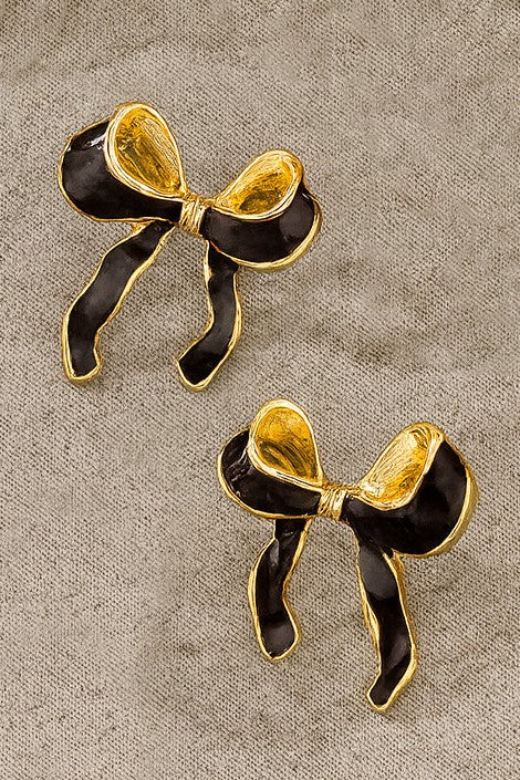 Color Enamel Bow Earrings
