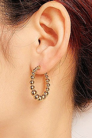 18K BEADED HOOPS SSWPTF