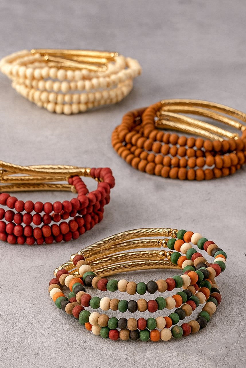 Wood Bead Stretch Bracelet