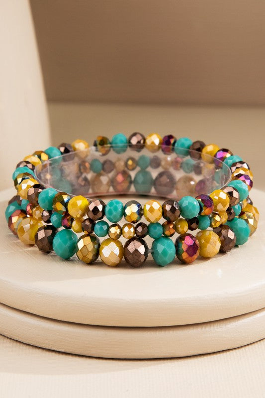 3 Strand Glass Bead Bracelet Set