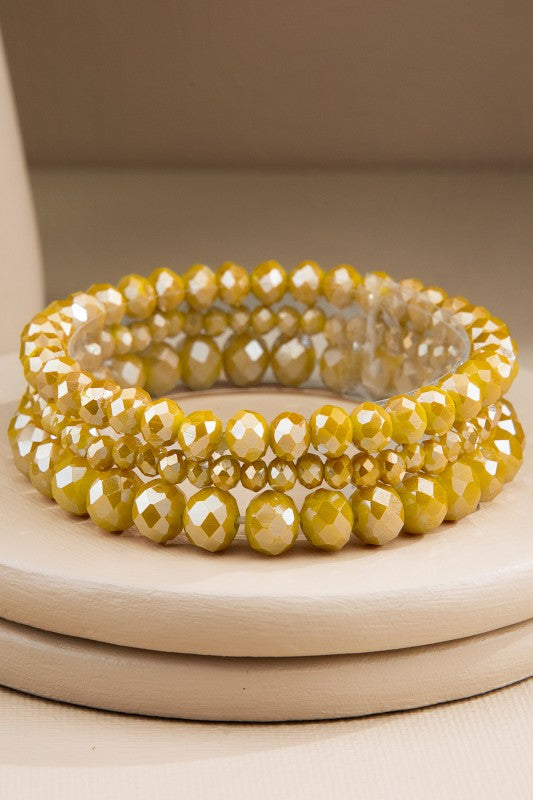 3 Strand Glass Bead Bracelet Set