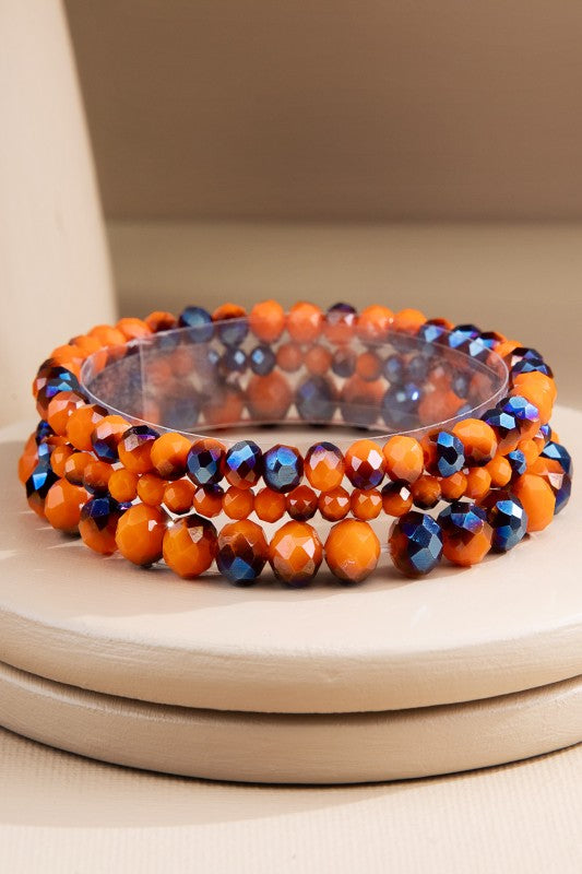 3 Strand Glass Bead Bracelet Set