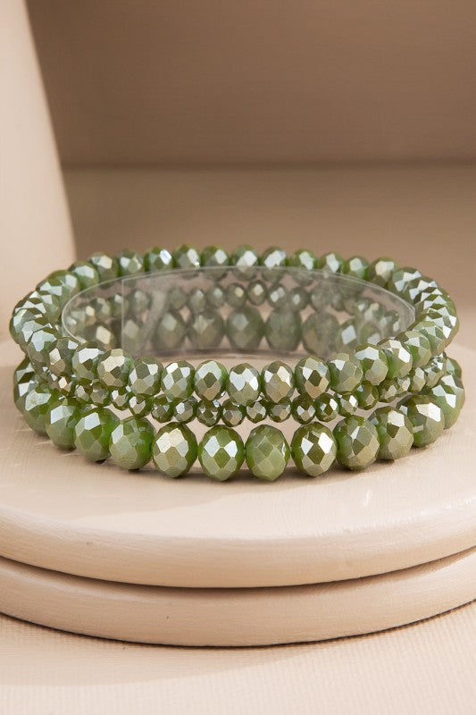 3 Strand Glass Bead Bracelet Set