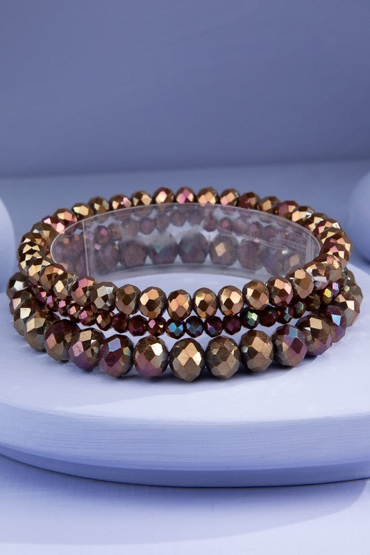 3 Strand Glass Bead Bracelet Set