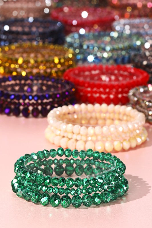 3 Strand Glass Bead Bracelet Set