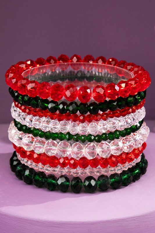 3 Strand Glass Bead Bracelet Set