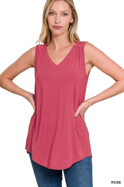 Luxe Rayon Sleeveless Vneck