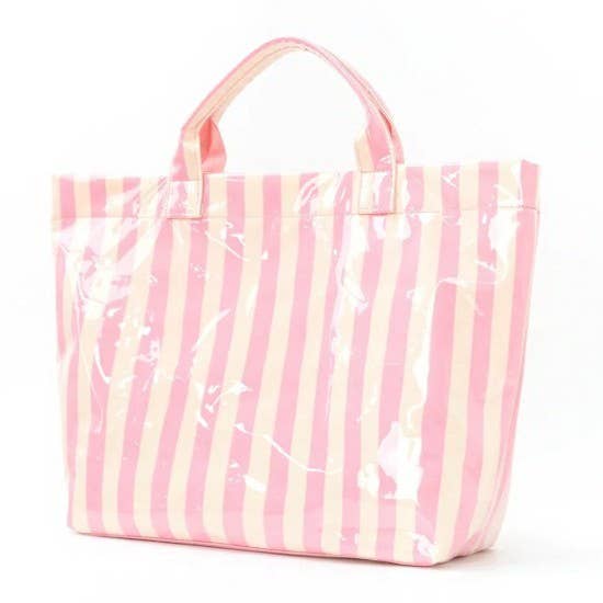 Lg Striped Vinyl Tote