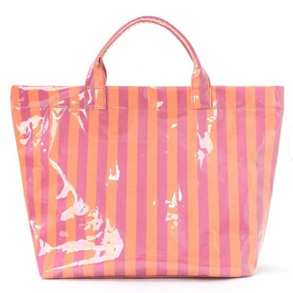 Lg Striped Vinyl Tote