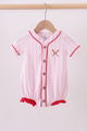 Pink baseball bow stripe bubble