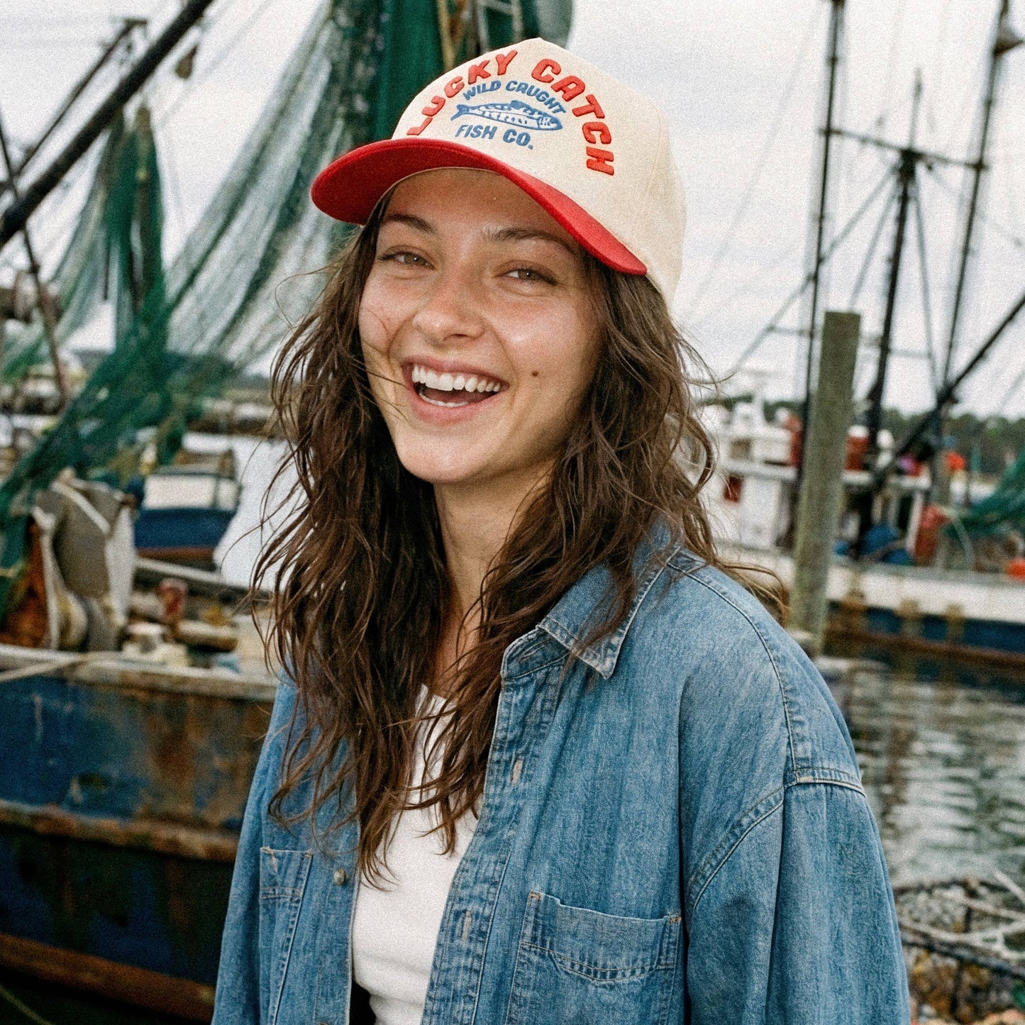 LUCKY CATCH Embroidered Trucker Hat