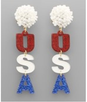 USA Letter Pom Earring