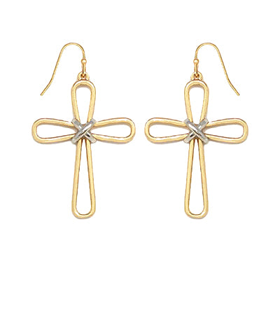 Layered Cross Drop Earrings