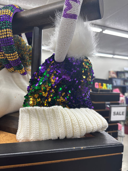 Sequin Mardi Gras Beanie