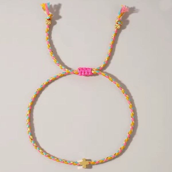 Corded Cross Charm Bracelet