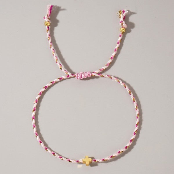 Corded Cross Charm Bracelet
