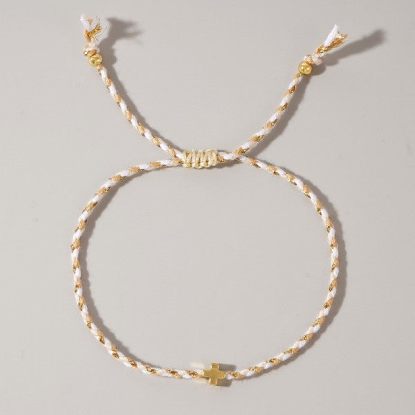 Corded Cross Charm Bracelet