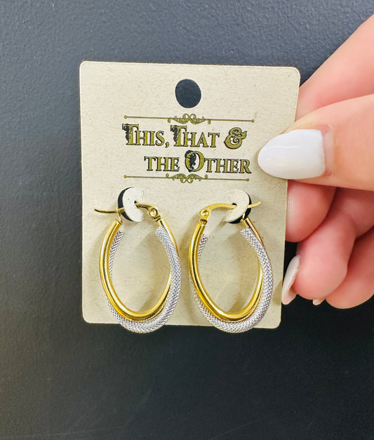 Silver/Gold Oval Hoops