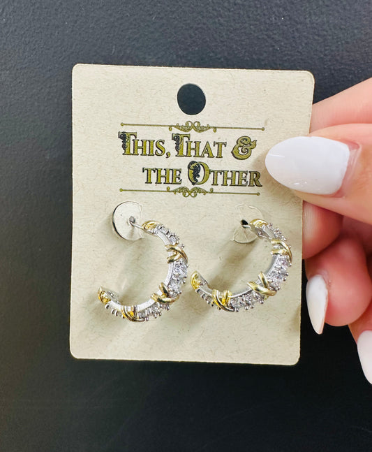 Crystal silver/gold hoops