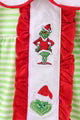Christmas grinch embroidery girl bloomers set