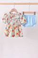 Floral smocked ruffle bloomer set