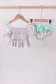 Green floral smocked Swim