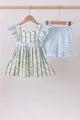 Floral ruffle gingham shorts set